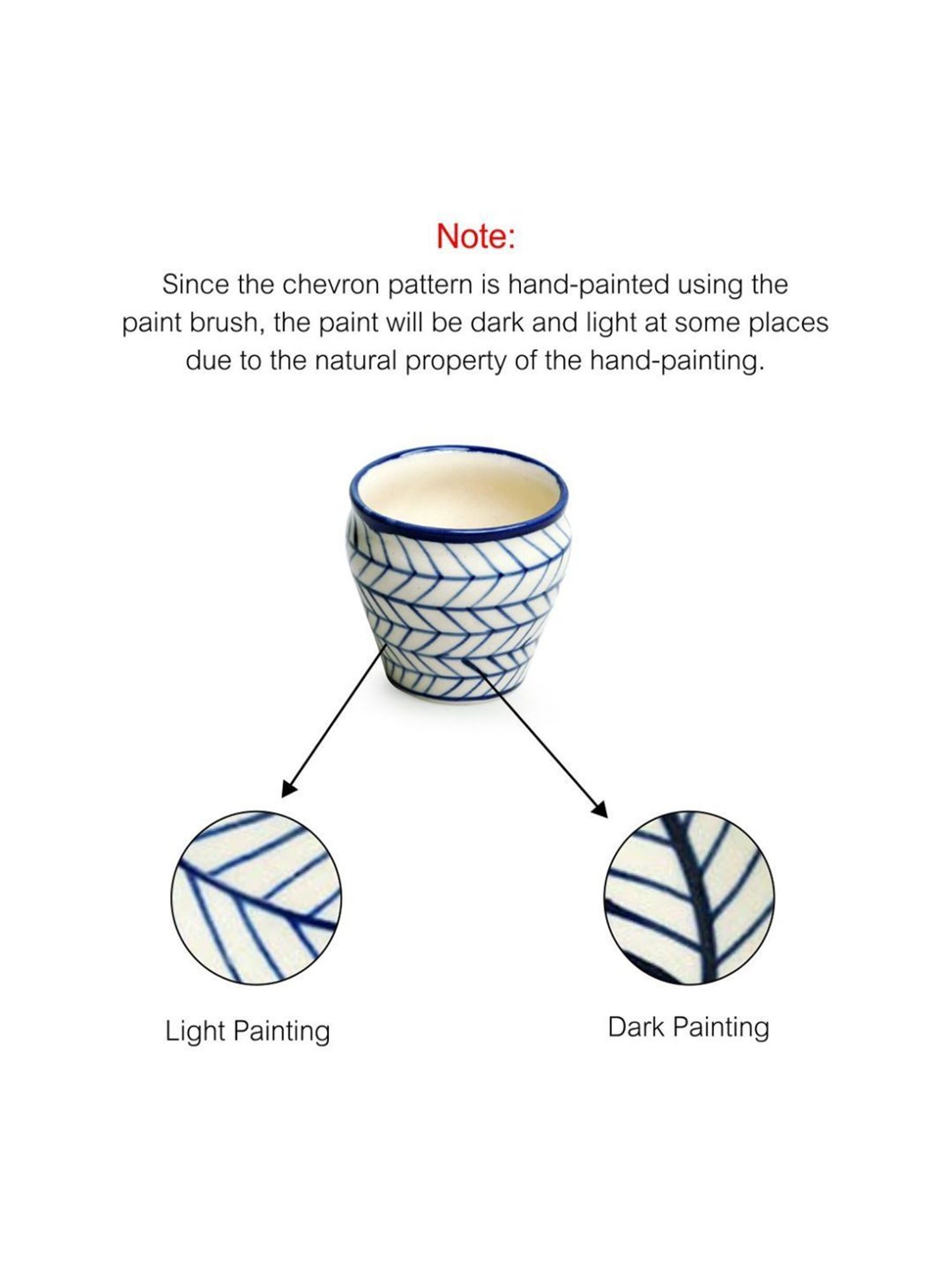 ExclusiveLane Indigo Blue & White Ceramic Hand-Painted Kulhad - Set of 6