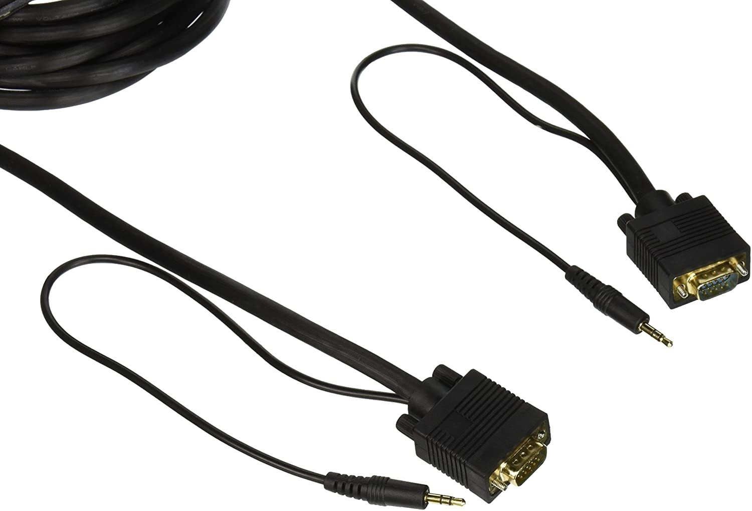 C&E 2 Pack, 15 Feet SVGA 3.5mm Male to Male Audio Cable, Double Shielded Black , CNE466793