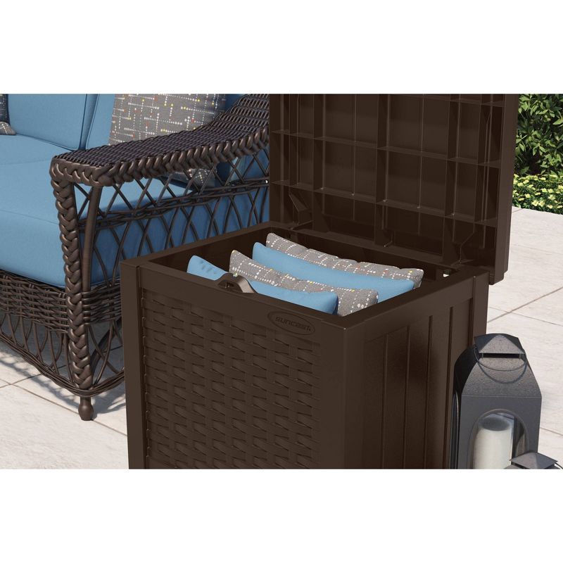 22gal Resin Java Wicker Front Deck Box Brown - Suncast