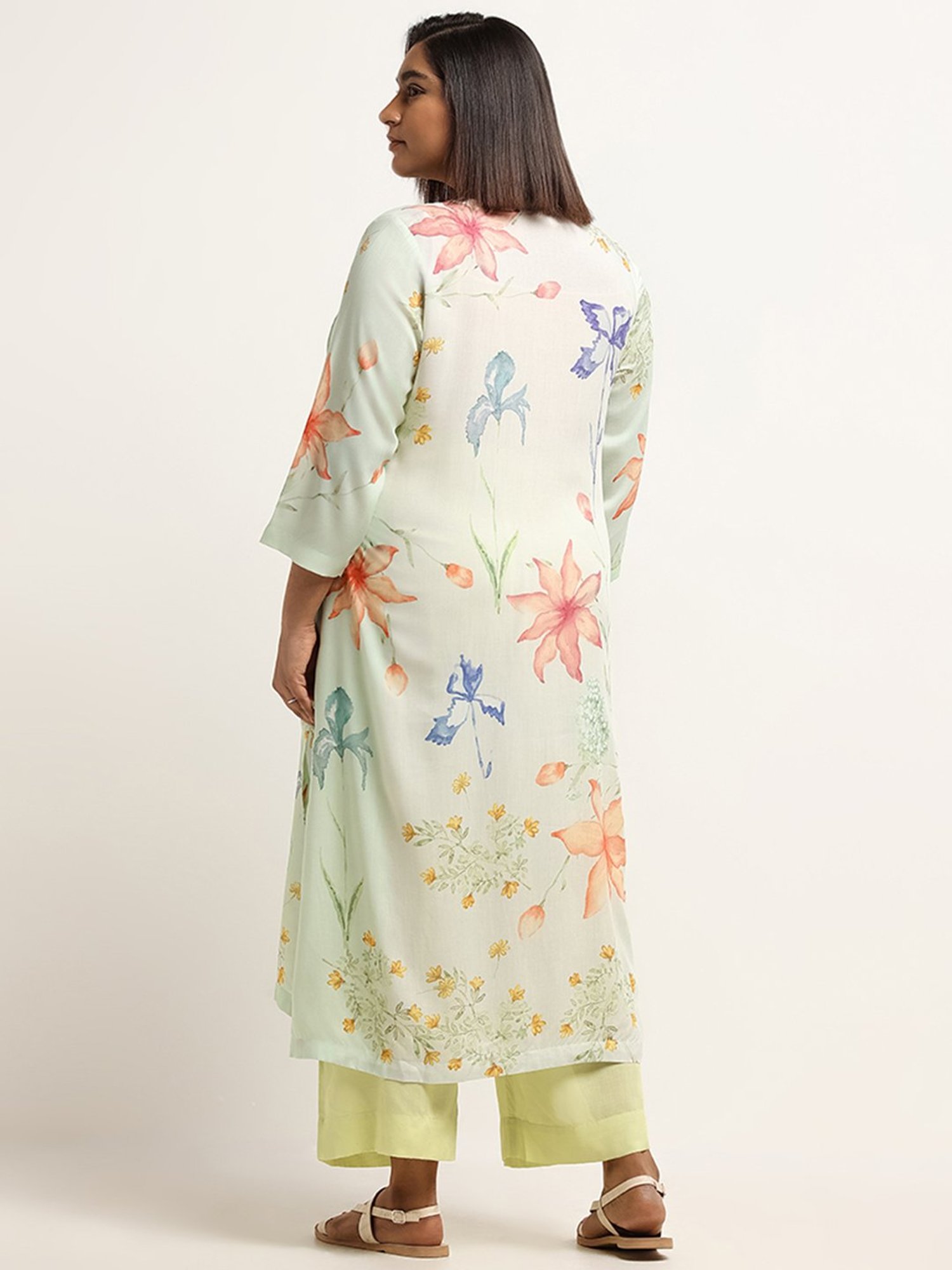 Diza by Westside Green Printed Pintuck Kurta