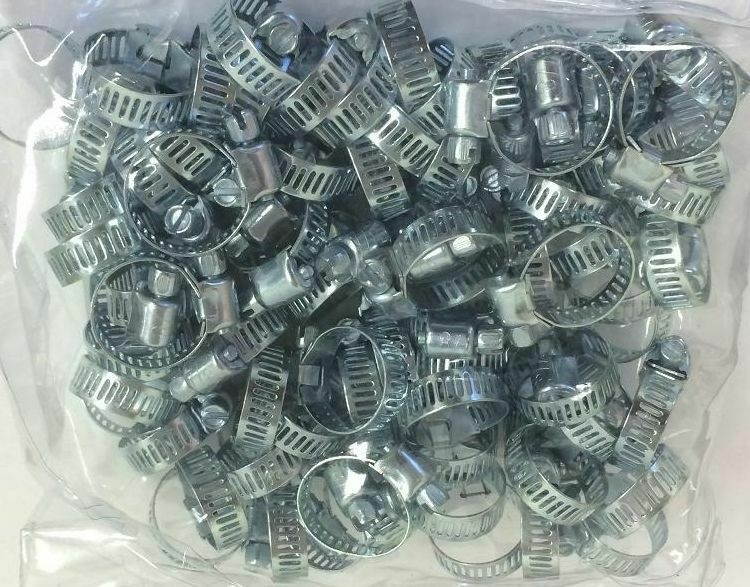 100pc Steel Metal Hose Clamps Adjustable Band 5/16" to 7/8"