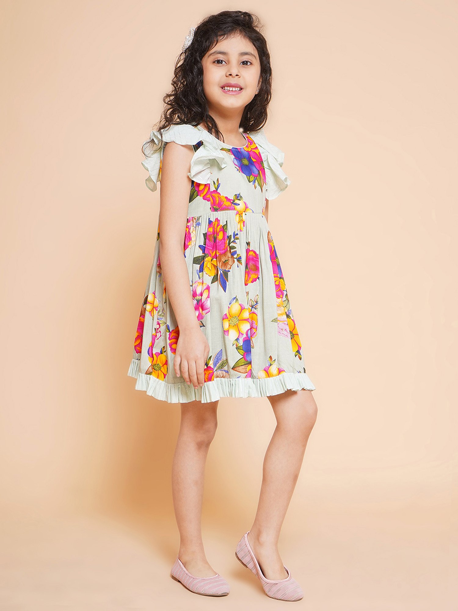 Little Bansi Kids Multicolor Floral Print Dress