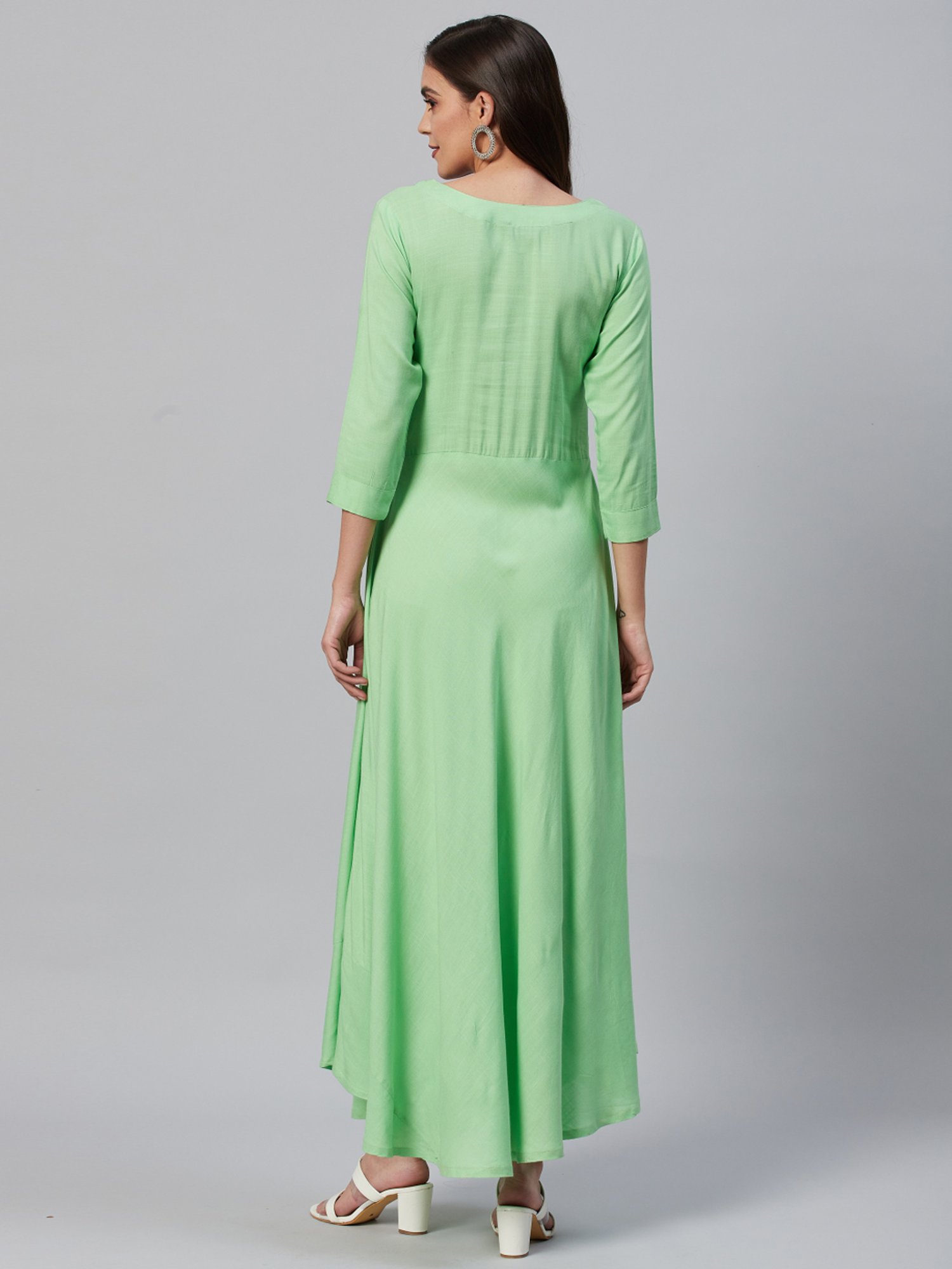 HIGHLIGHT FASHION EXPORT Green Embellished Maxi Dress