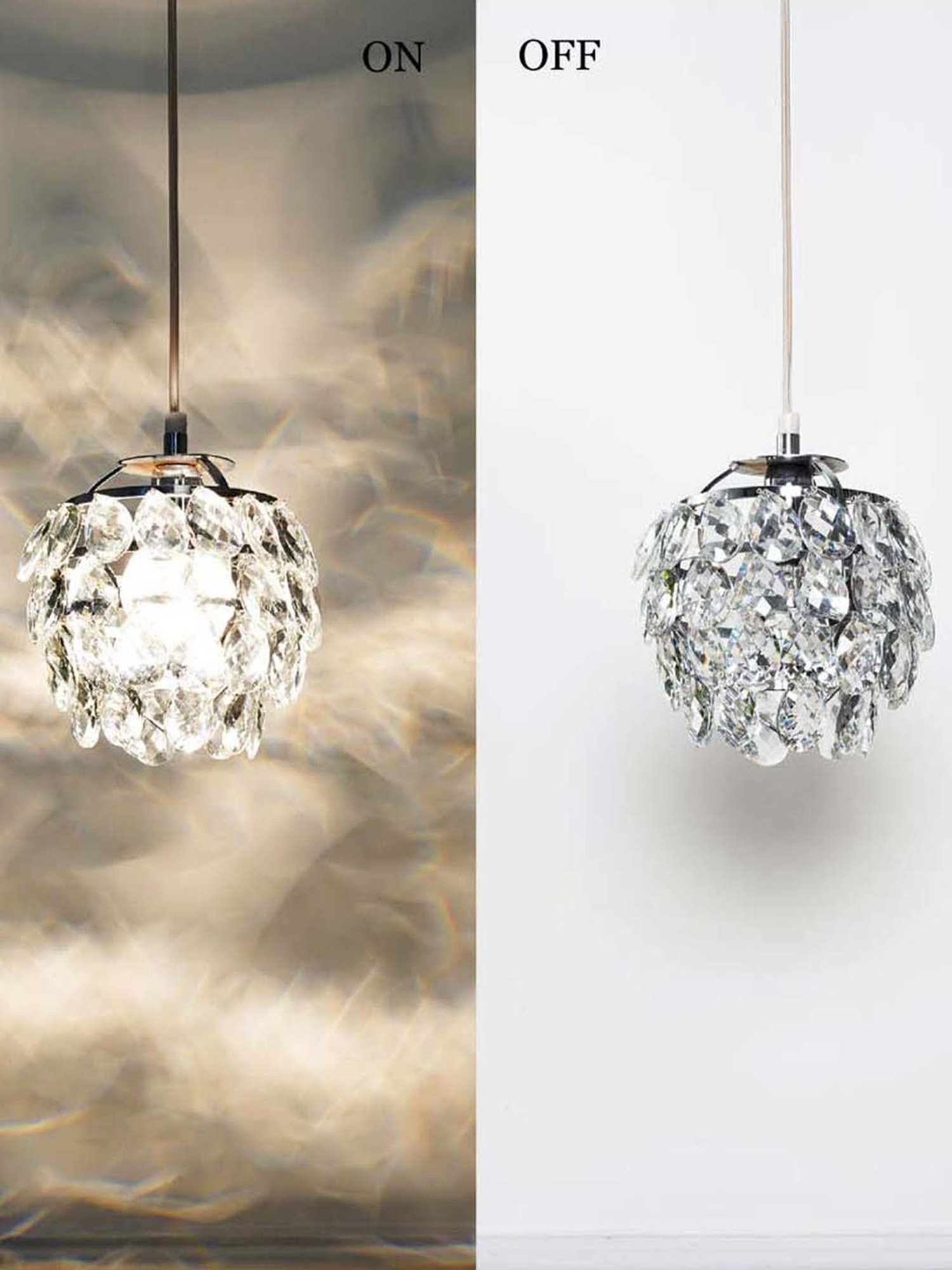 Kapoor Lamp Shades Chrome & Clear Brass Vibrant Crystal Pendant Light