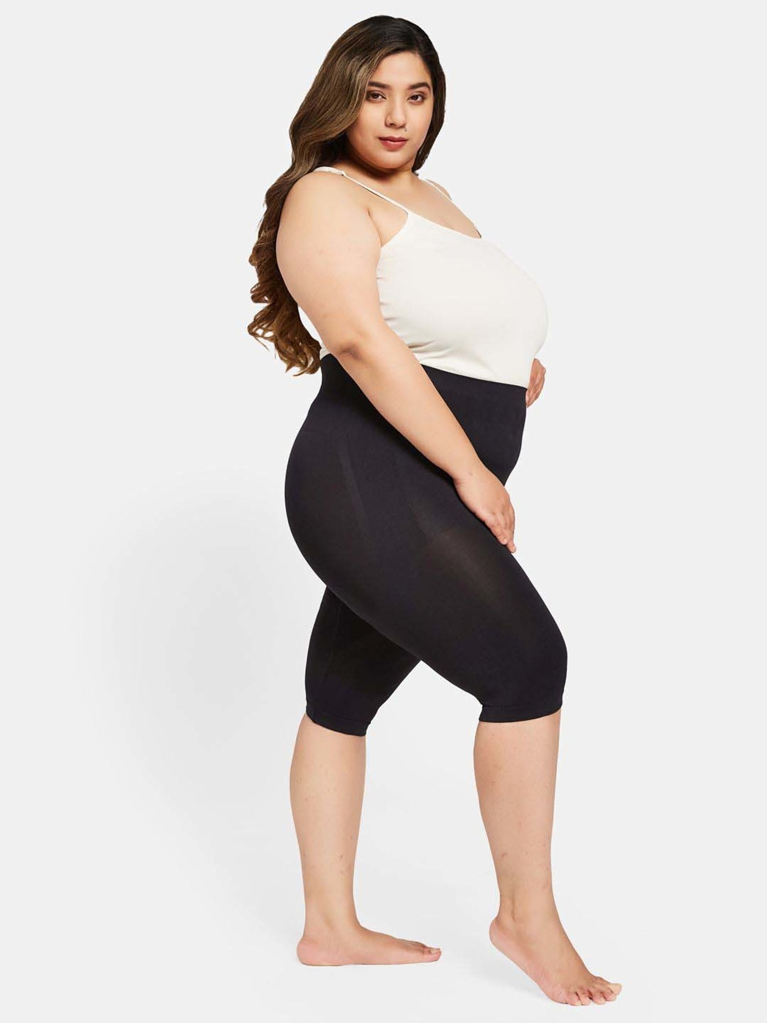 Secrets By ZeroKaata Black Plain Tummy & Thigh Shaper