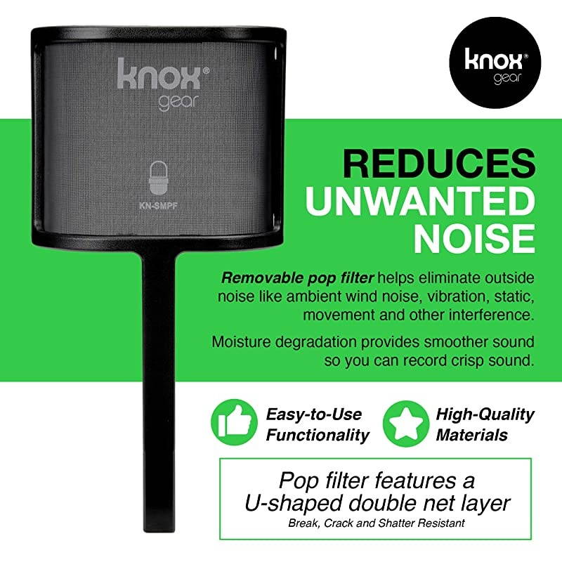 Microphone Shock Mount and Detachable Pop Filter Fits Audio Technica AT2020 Mic AntiVibration Holds Microphone Steady Reduces Noise for Studio Recording