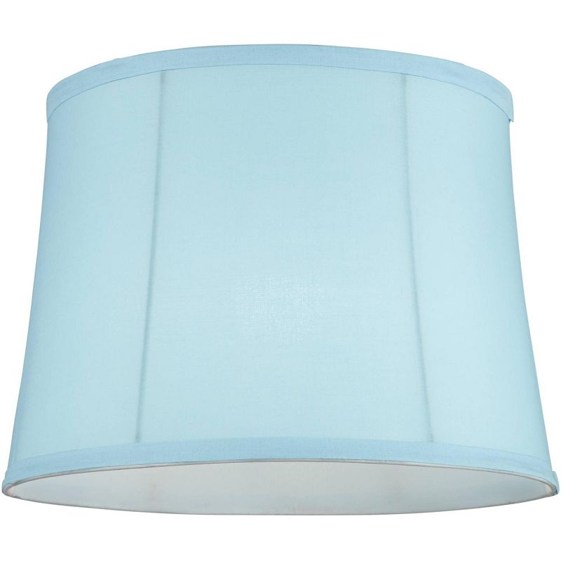 Springcrest Set of 2 Soft Blue Medium Drum Lamp Shades 11.5" Top x 13.5" Bottom x 10" Slant x 10" High (Spider) Replacement with Harp and Finial