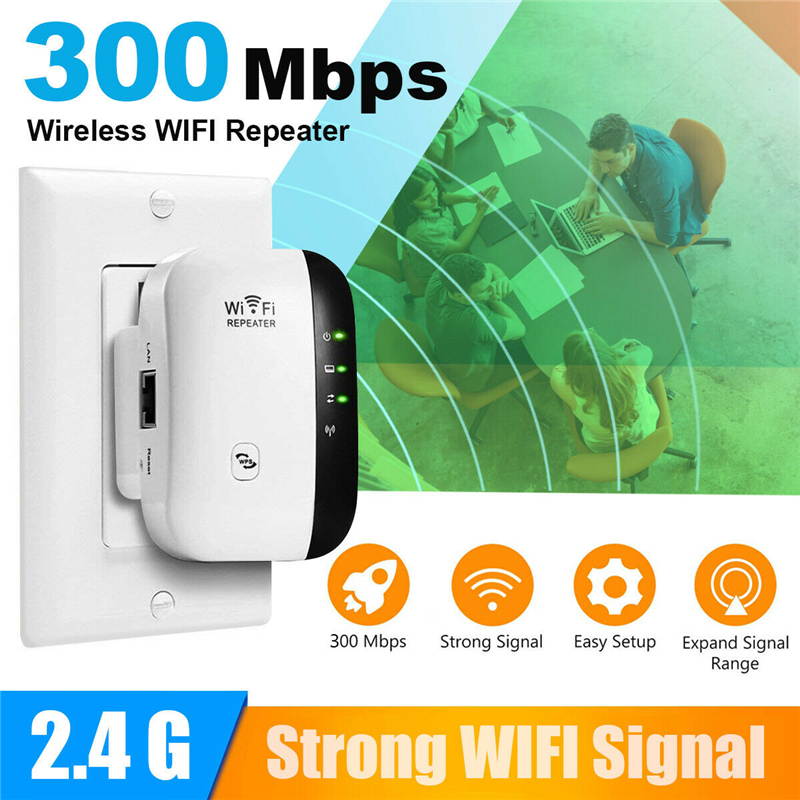 WiFi Extender Range Repeater 300Mbps Wireless Internet Signal Booster 2.4GHz Network Blast, Cover Long Range and Eliminate WiFi Dead Spots High Compatibility Upgraded Firmware