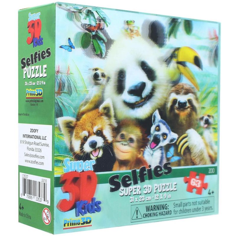The Zoofy Group LLC Zoo Selfie 63 Piece Super 3D Kids Jigsaw Puzzle