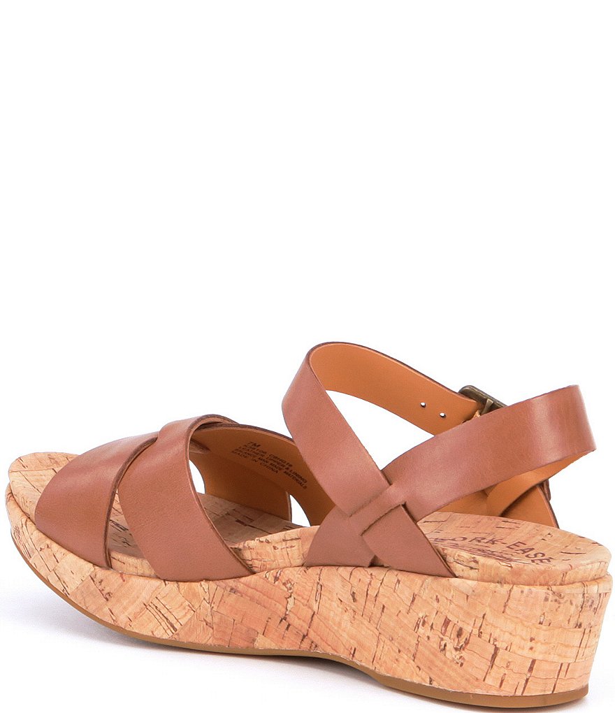 Kork-Ease Myrna Ankle Strap Banded Leather & Cork Wedge Sandals