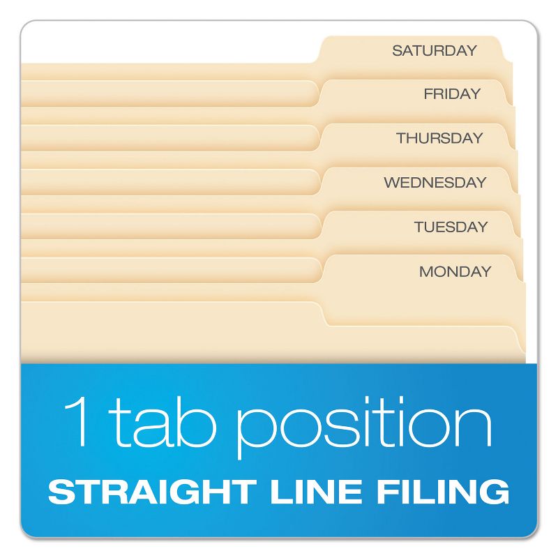 Pendaflex Essentials File Folders 1/3 Cut Third Position Top Tab Letter Manila 100/Box 752133