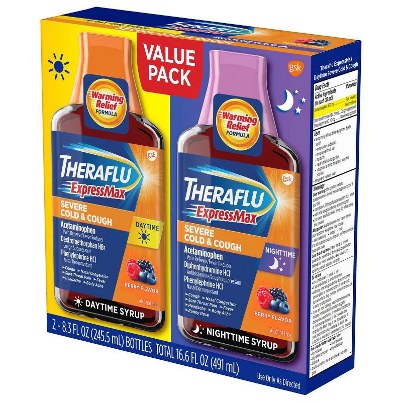Theraflu ExpressMax Severe Cold & Cough Day/Night Relief Liquid - 8.3 fl oz/2ct