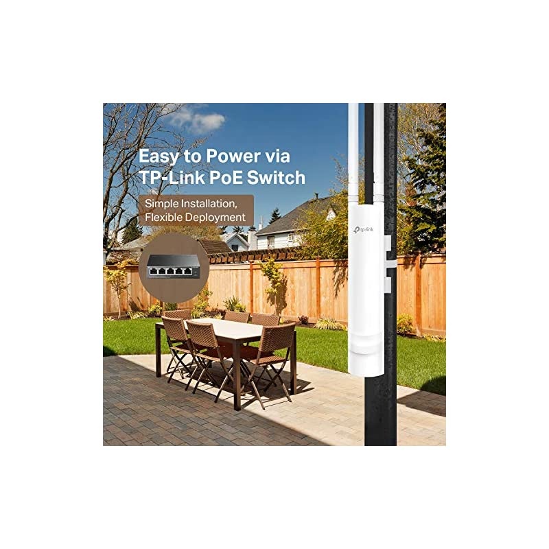 Omada EAP110-Outdoor N300 Wireless Outdoor Access Point WiFi Coverage up to 200 meters Passive PoE w/ Free PoE Injector SDN Integrated Cloud Access & Omada App White