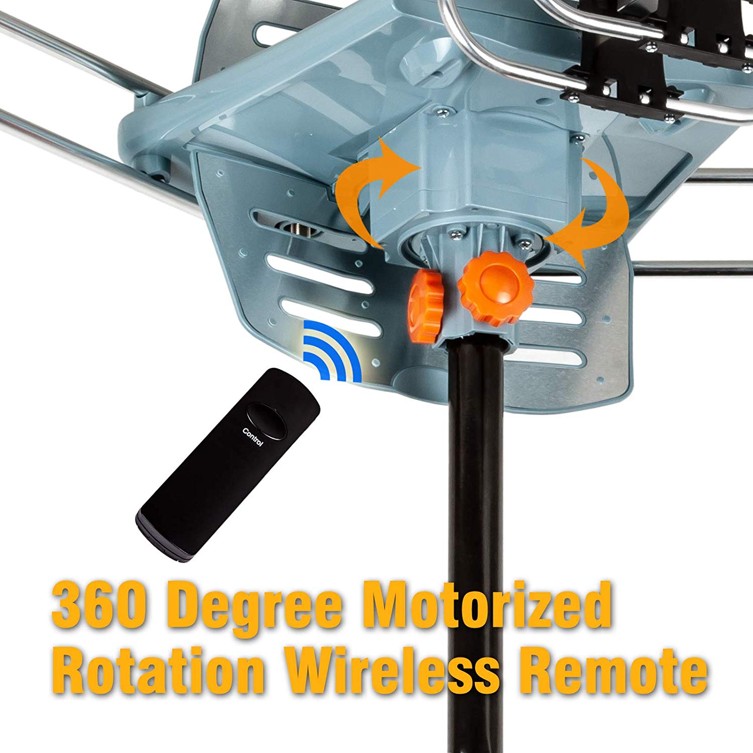 Five Star [Newest 2020] HDTV Antenna Amplified Digital Outdoor Antenna 150 Miles Range, 360 Degree Rotation Wireless Remote, with 40FT RG6 Coax Cable Installation Kit Supports 5 TVs