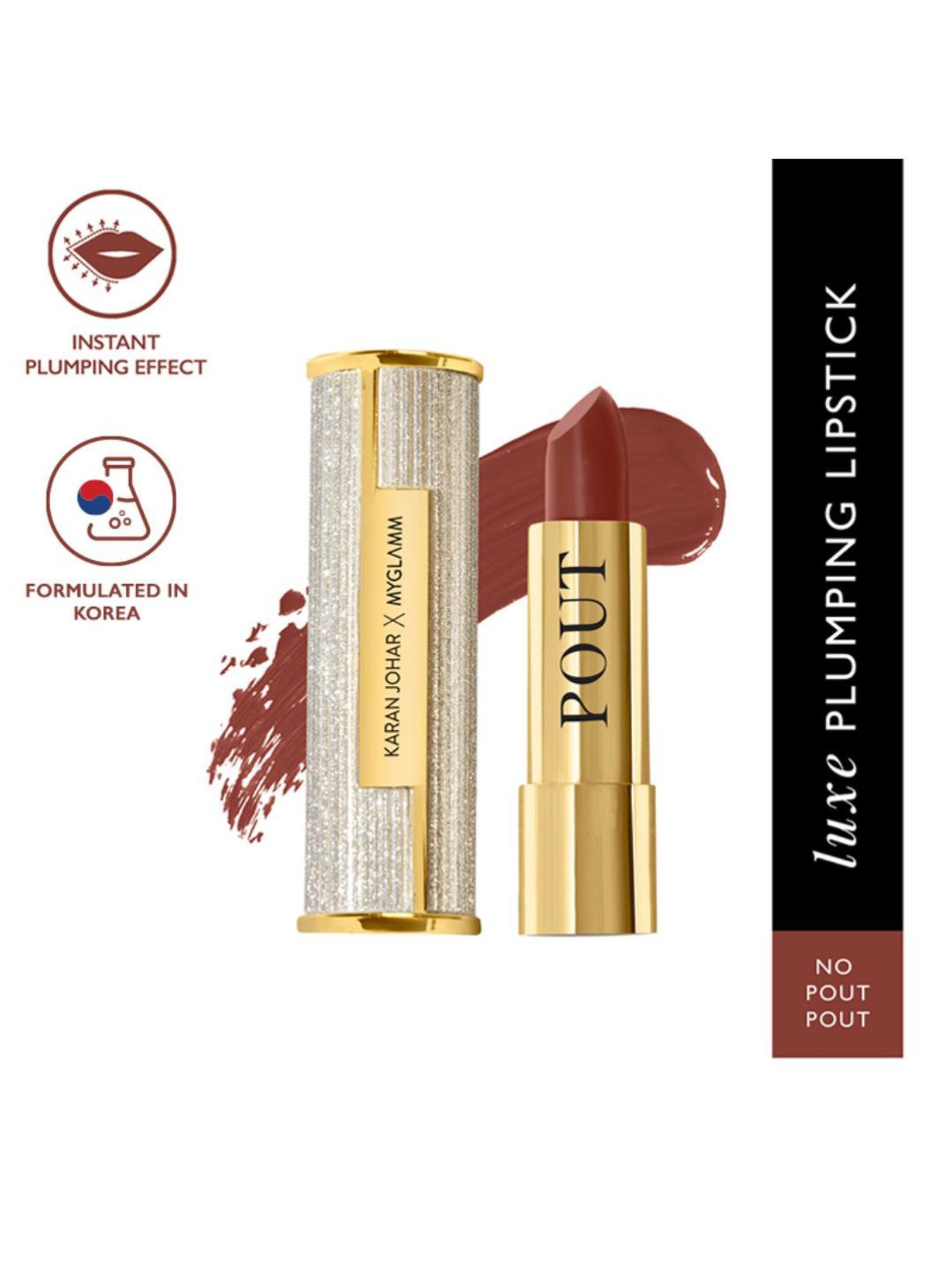 MyGlamm Pout by Karan Johar Luxe Plumping Lipstick No Pout Pout - 3.5 gm