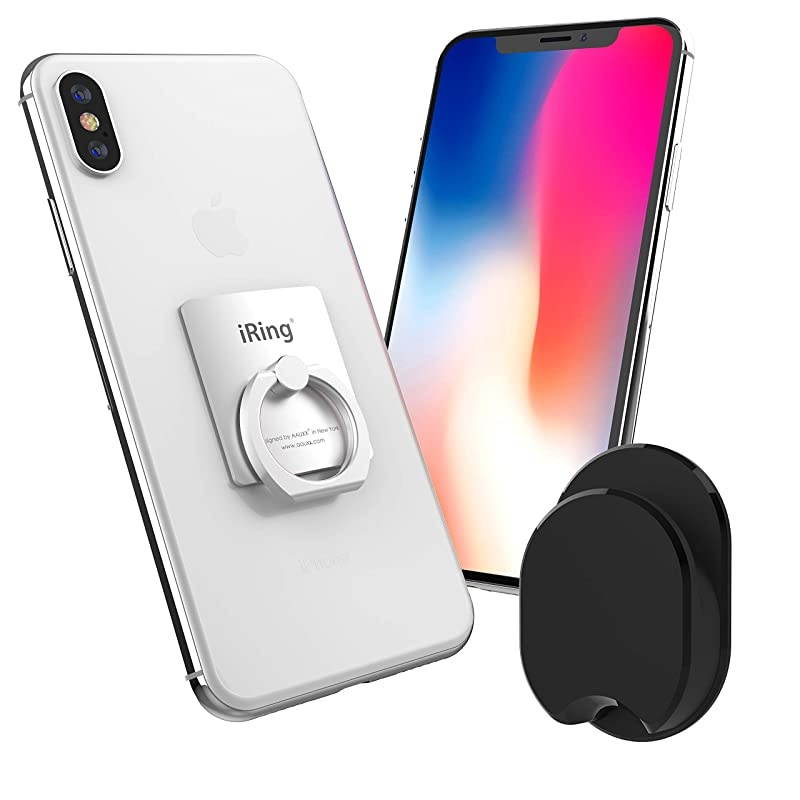 Original - Include Hook Mount for Wall or Car Cradle. AAUXX Cell Phone Ring Grip Finger Holder, Mobile Stand, Kickstand, iPhone, Android, Smartphones, Tablets. (Grey)