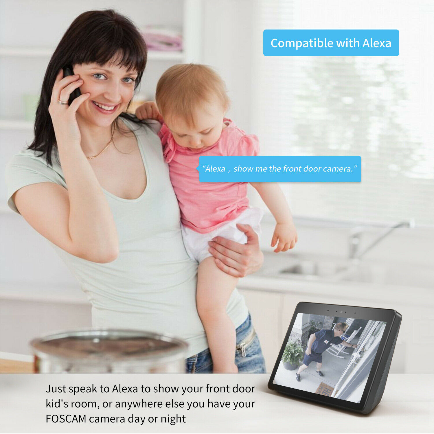 Outdoor WiFi Camera, Foscam 1080P WiFi Security Camera with Human Detection, Night Vison, IP66 Waterproof, 2-Way Audio, Compatible with Alexa, Cloud Service Available