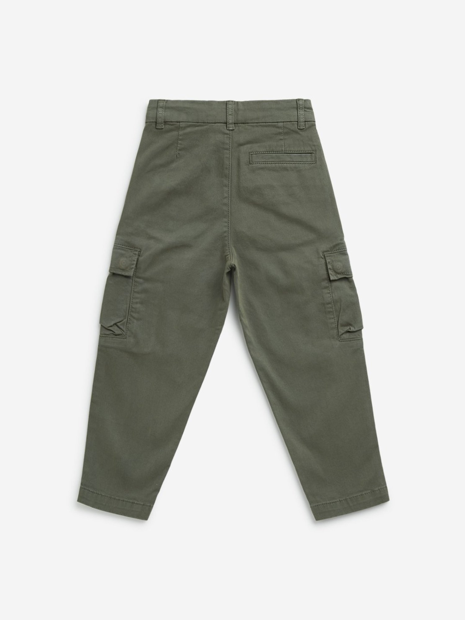 HOP Kids by Westside Olive Cargo-Style Mid-Rise Cotton Blend Trousers