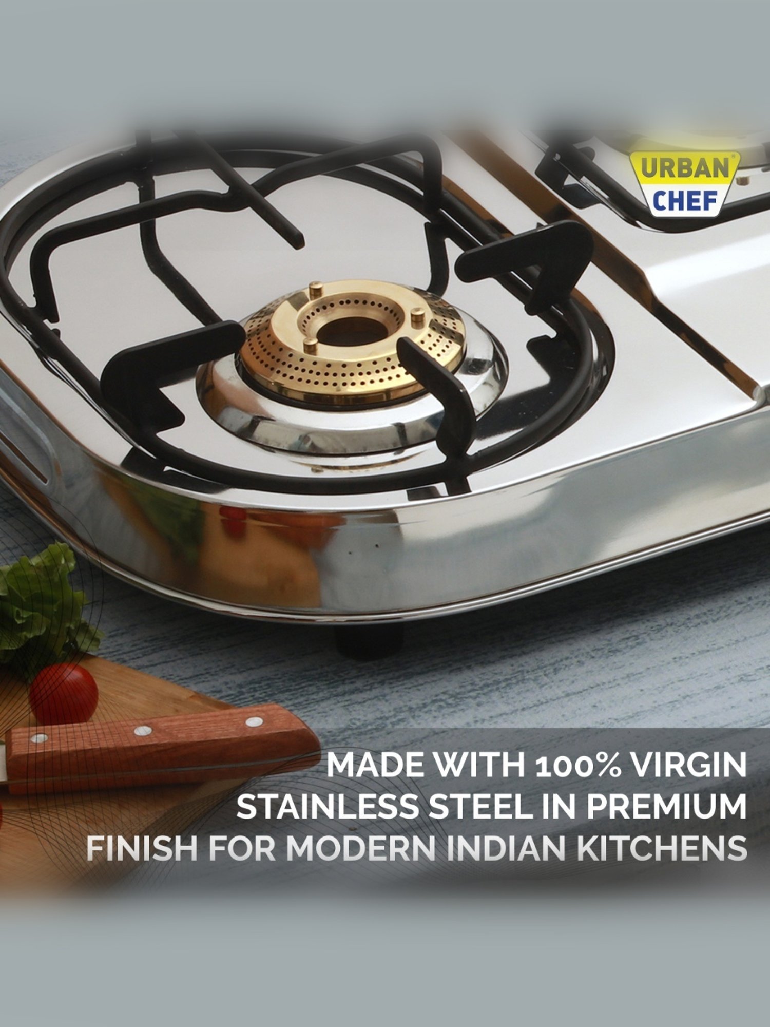 Urban Chef Gas Stove with 3 Burners ( Silver/Black )