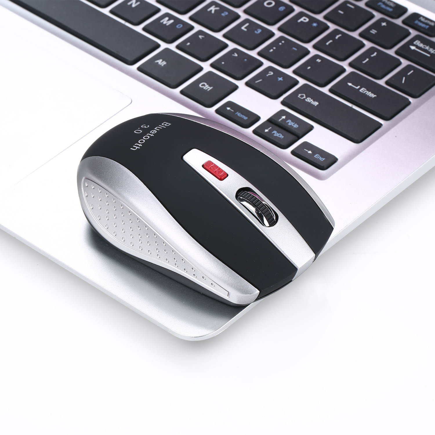 Bluetooth V3.0 Wireless Mouse 2400 DPI Ergonomic Design 6D Portable Wireless Mouse for Laptop / PC / Tablet (Black & Silver)