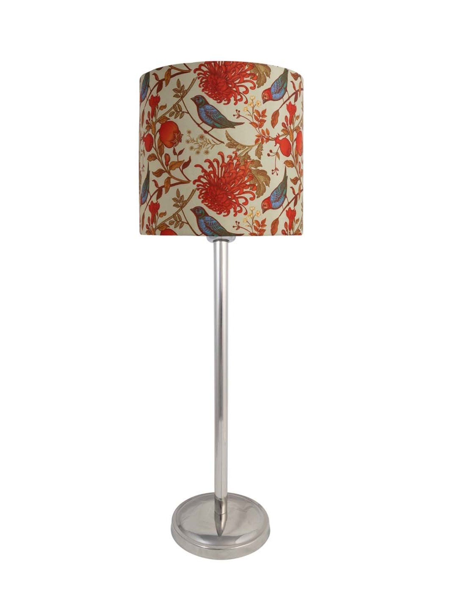 Homesake Chrome Suave Multicolor Steel Bedside Table Lamp With Fabric Shade - Set of 1