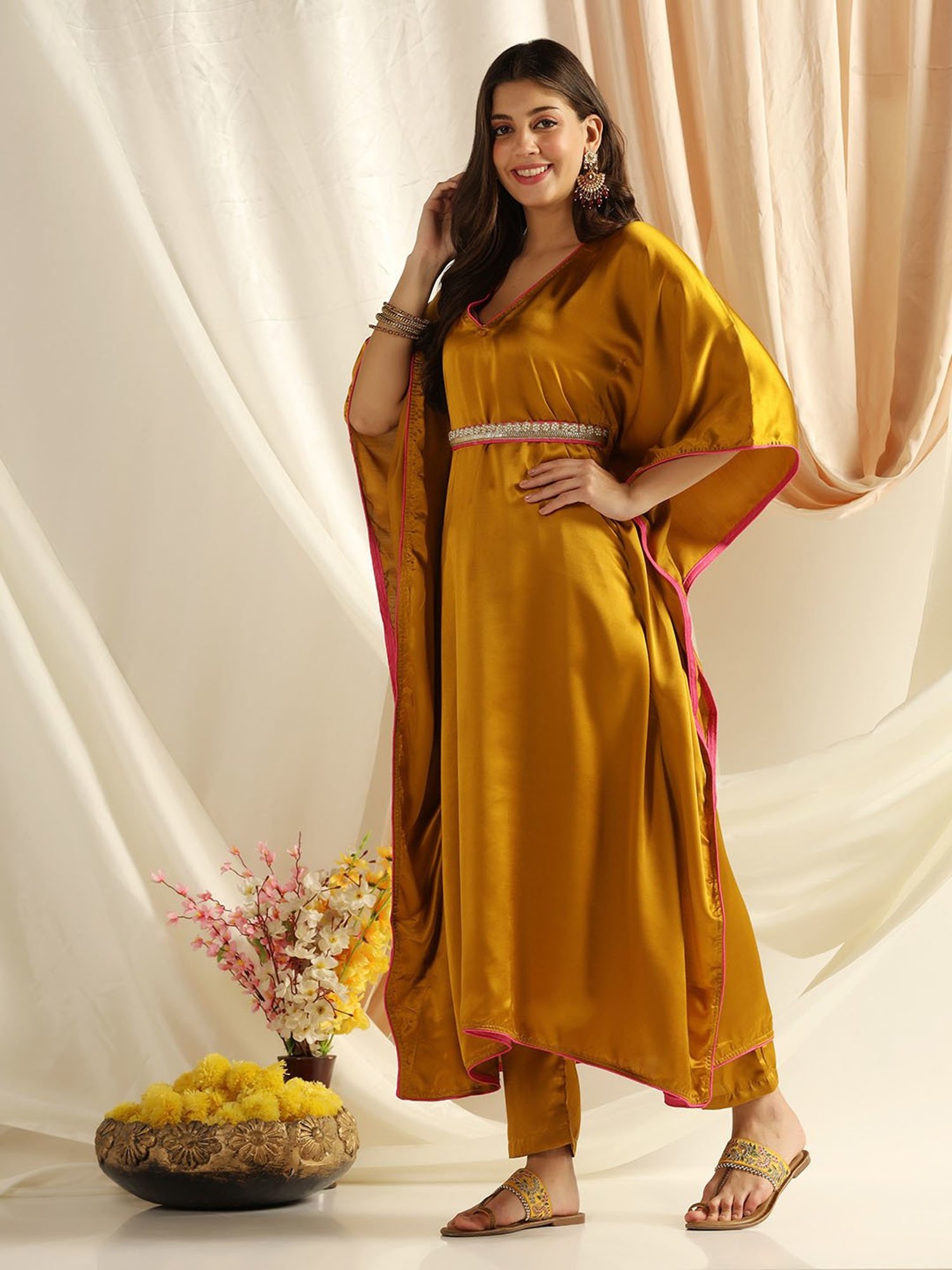 SHADES OF FAASHION Gold Straight Kaftan Kurta
