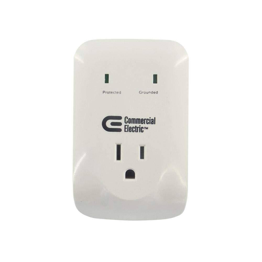 Commercial Electric 1-Outlet Wall Mount Surge Protector, White