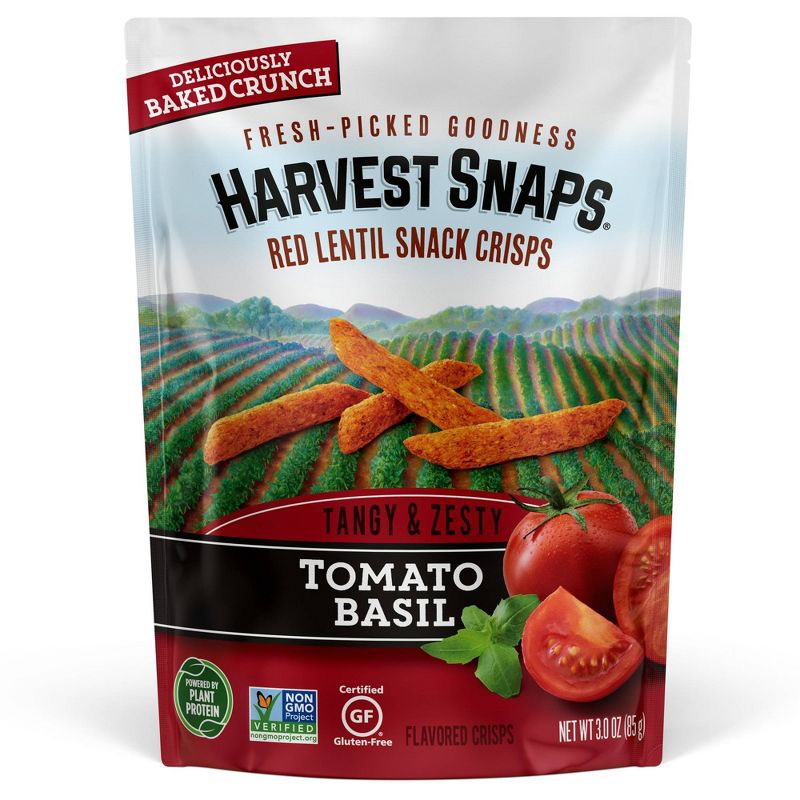 Harvest Snaps Red Lentil Snack Crisps Tomato Basil - 3oz