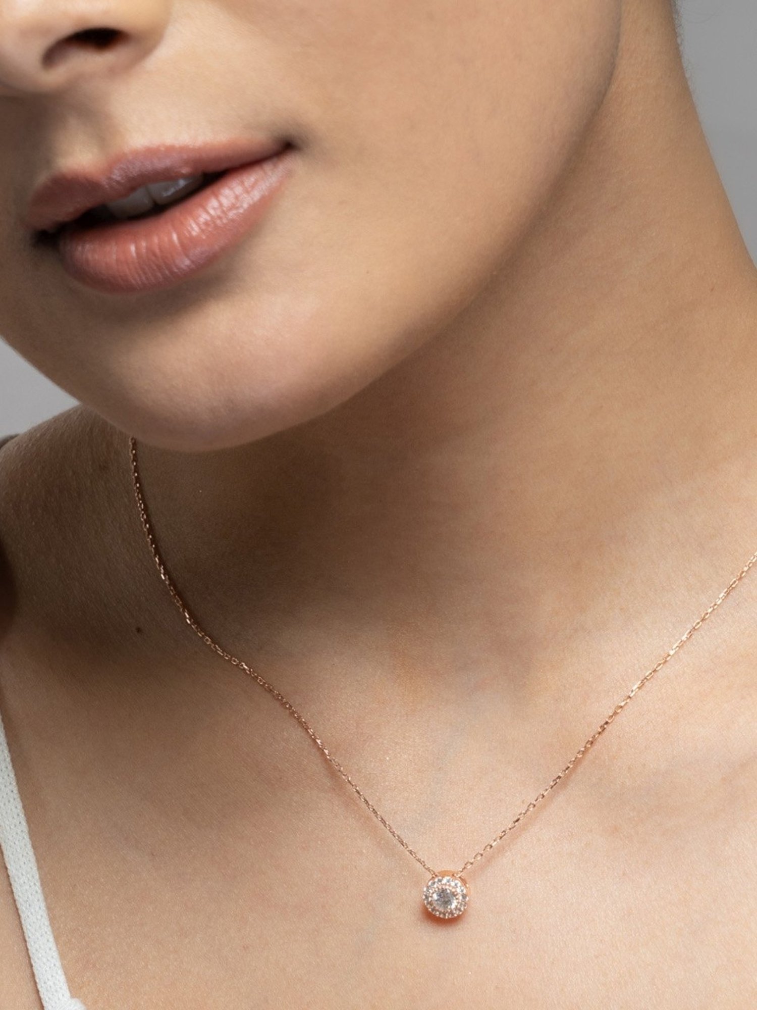 Palmonas Rose-Gold Tone Shiny Halo Necklace for Women