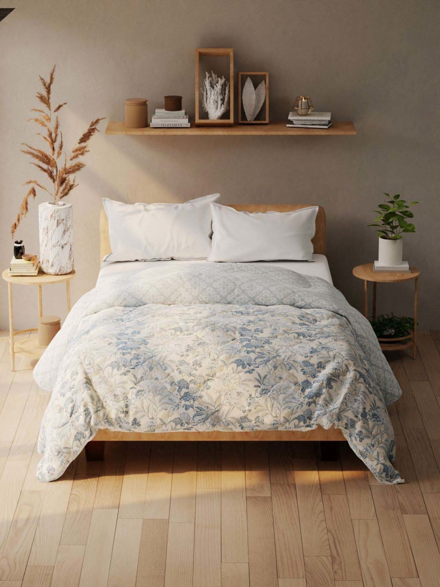 Bianca Audrey Blue 152 TC Micro Fabric Double Comforter