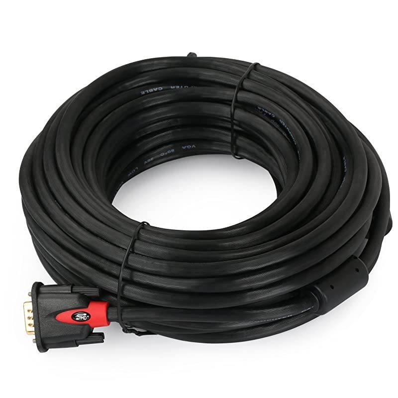 VGA Cable 30Feet VGA to VGA Monitor Cable HD15 SVGA for PC Laptop TV Porjector Black and Red Color