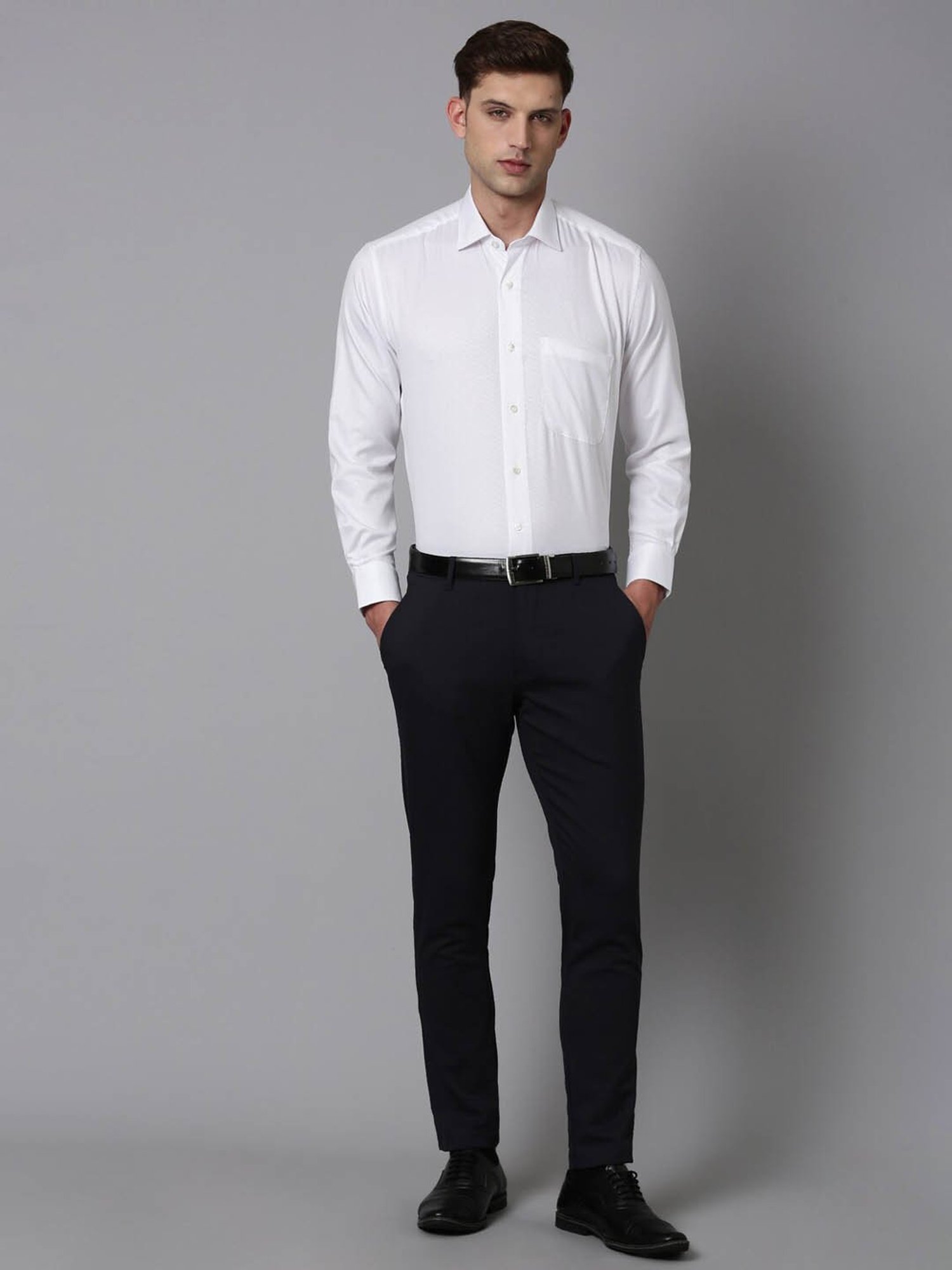Luxure By Louis Philippe White Cotton Regular Fit Texture Shirt