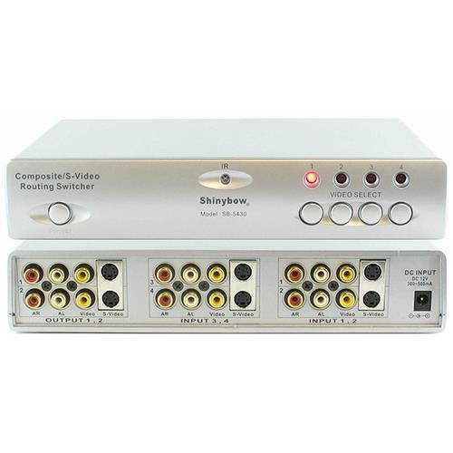 Shinybow - SB-5430 - Shinybow 4x2 Composite/S-Video/Audio Routing Switcher Selector (IR) - 4 x 2Composite Video In -