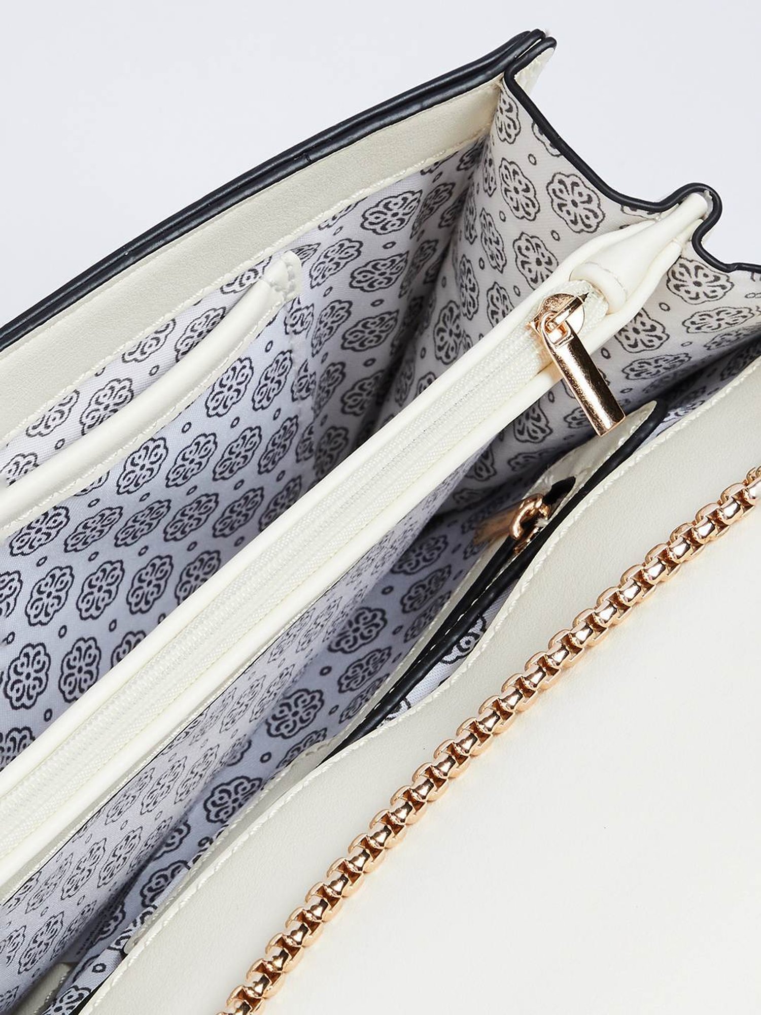 Code by Lifestyle Off White Solid Sling Handbag