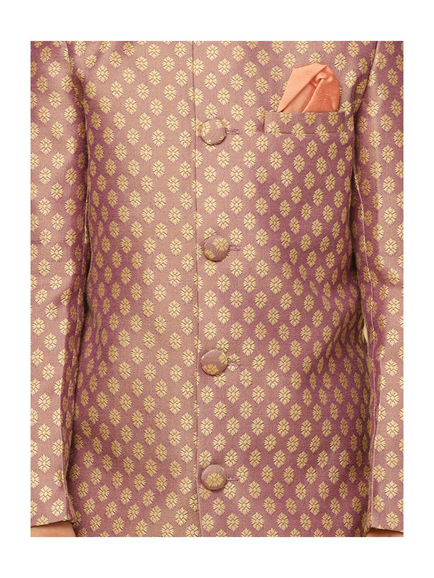 AJ Dezines Kids Black Embellished Full Sleeves Sherwani with Pants