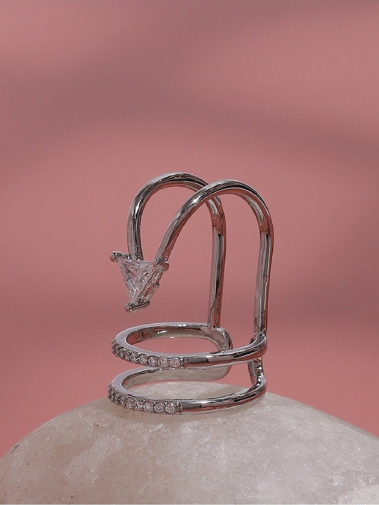 Sohi Silver-Plated Statement Ring