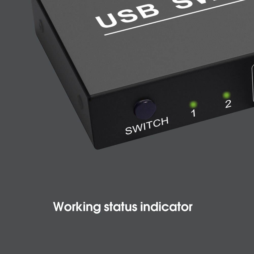 USB KVM Switch Box with 2USB Cable 2Port USB 2.0 Switcher Sharing 4 Devices for Keyboard Mouse Printer Monitor