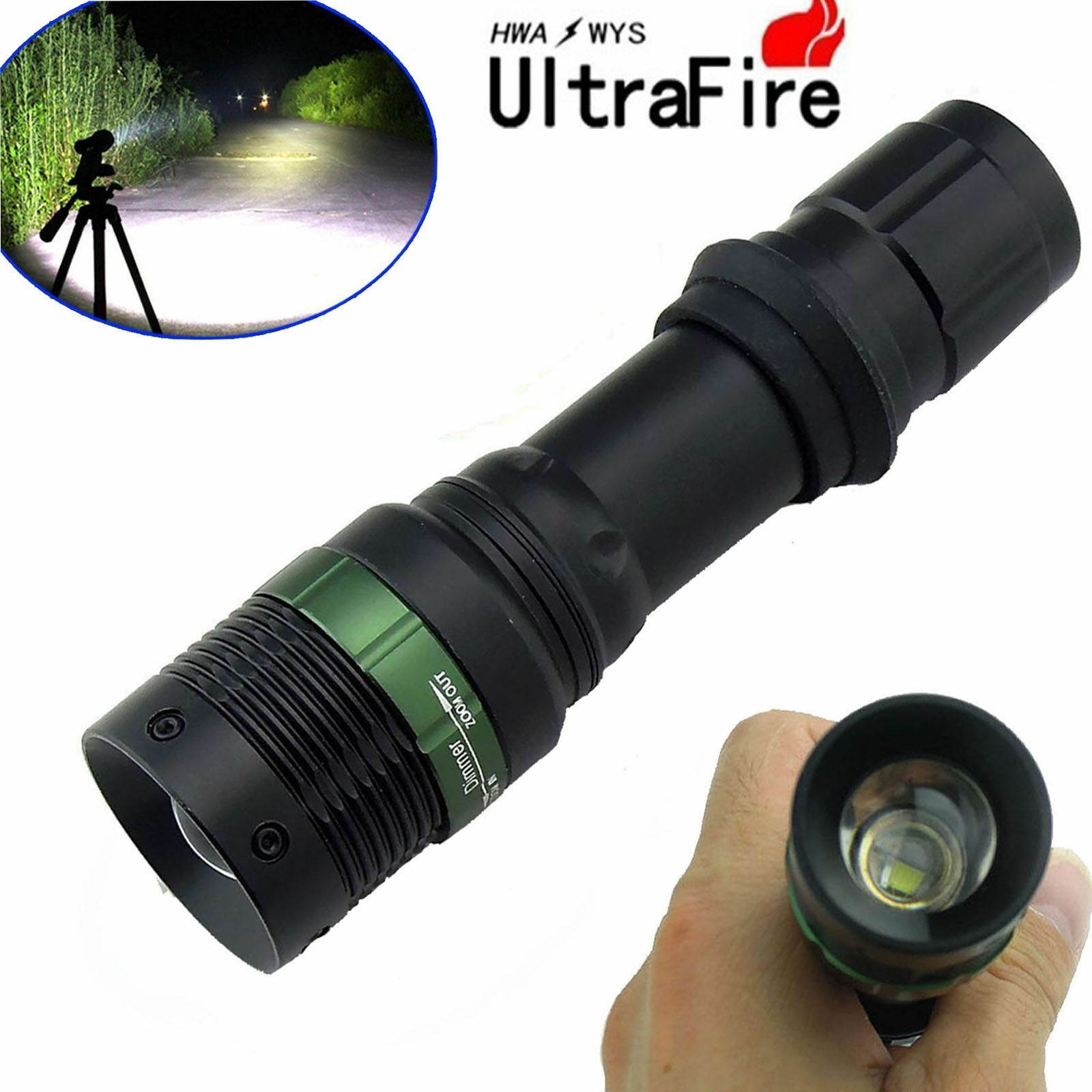 CREE XM-L T6 Zoomable 12000 Lumen Tactical LED Flashlight Torch Lamp
