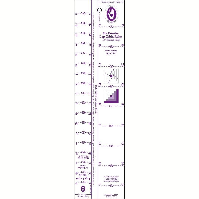 Marti Michell Log Cabin Ruler-3/4" To 1-1/2" Strips