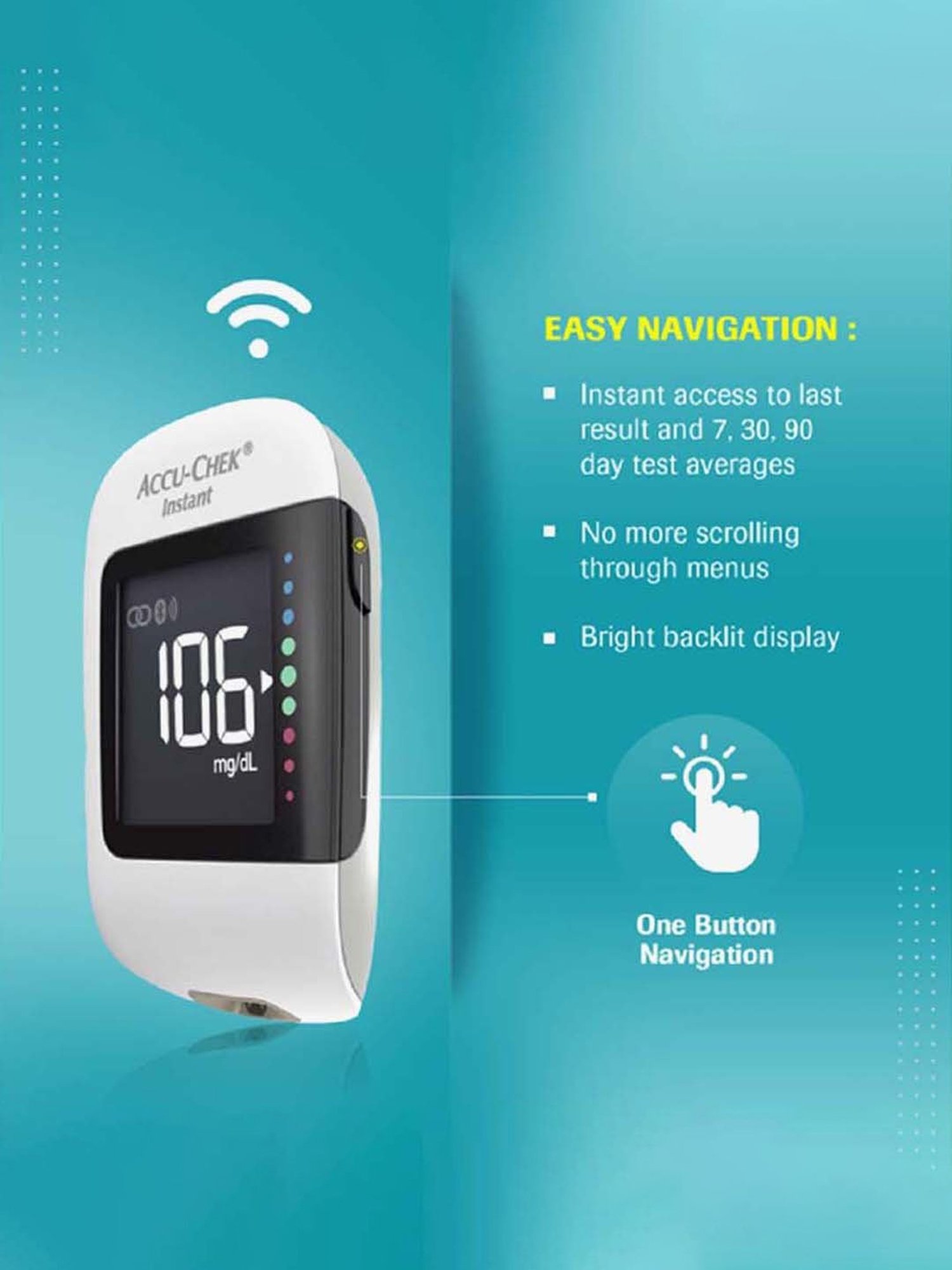 Accu Chek Instant Glucometer with 10 Test Strips (White)