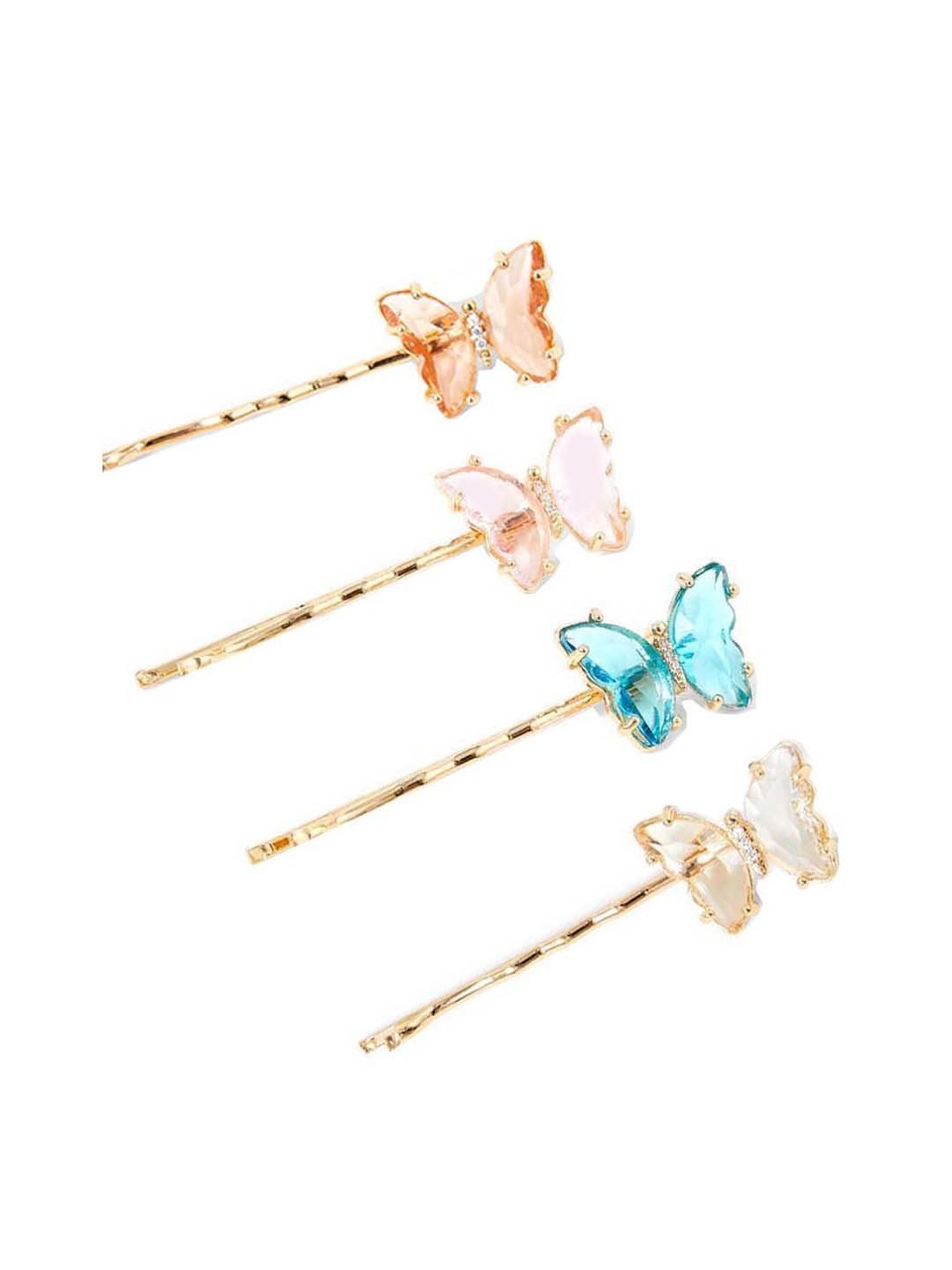 Accessorize London Golden Embellished Hair Clips - Pack of 4