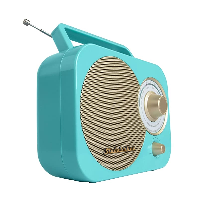 SB2000TG TurquoiseGold Retro Classic Portable AMFM Radio with Aux Input Limited Edition