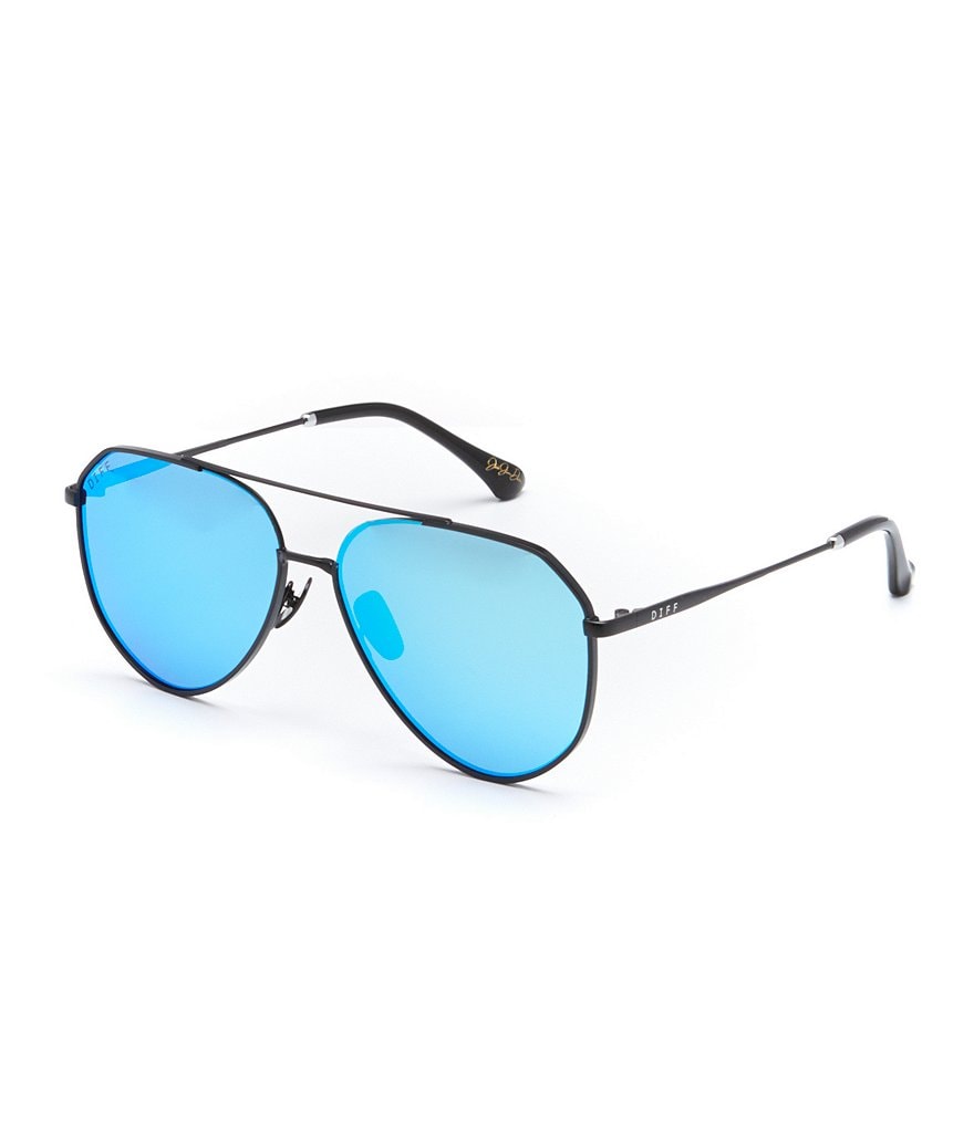 DIFF Eyewear Dash Blue Mirror Aviator Sunglasses