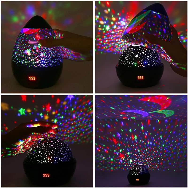 Night Lights for Kids  Colorful Constellation Star Sky Kids Night Lamp with LED Timer AutoShut Off and 360 Degree Rotation Black