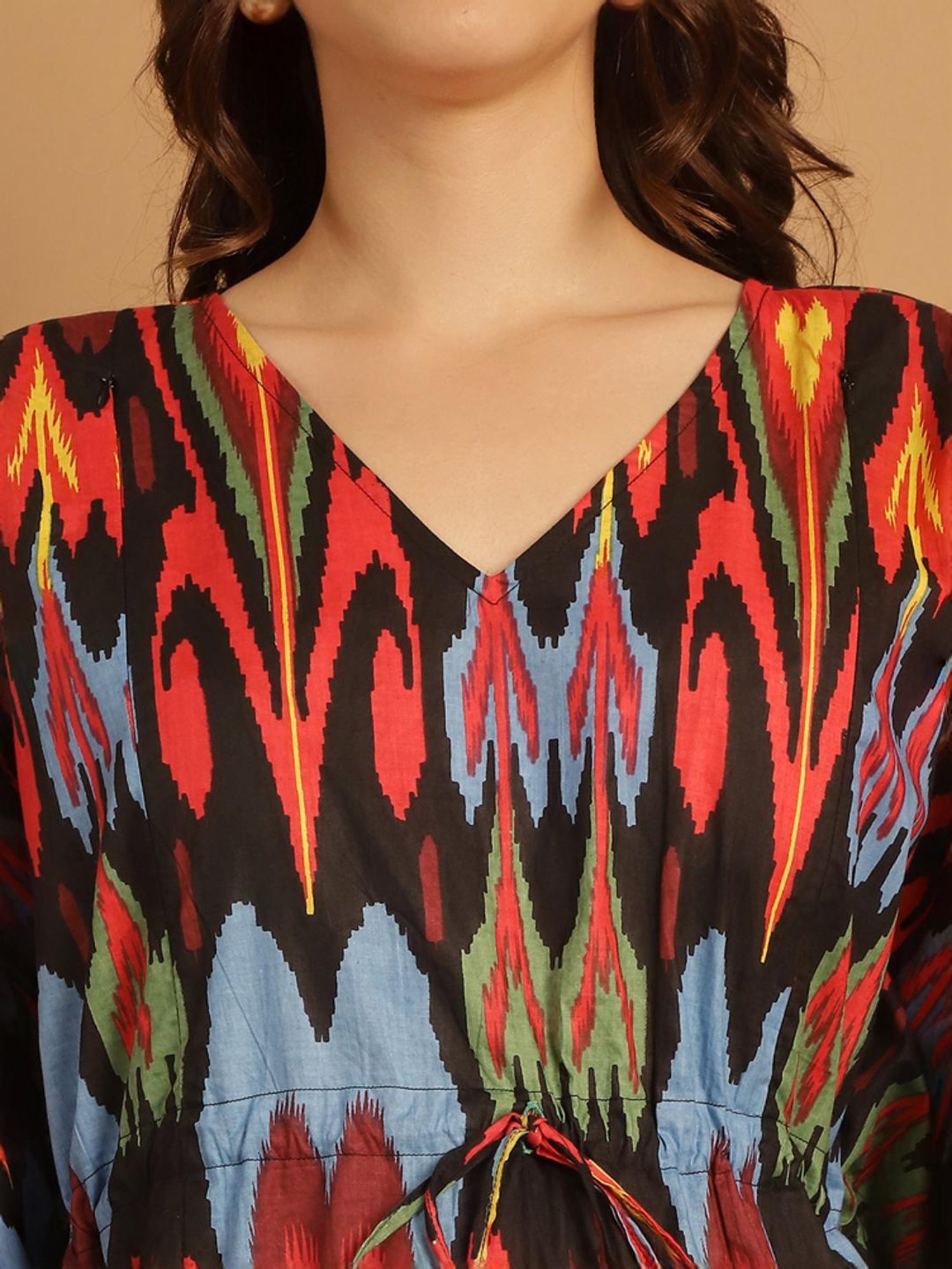 Secret Wish Black Cotton Printed Kaftan