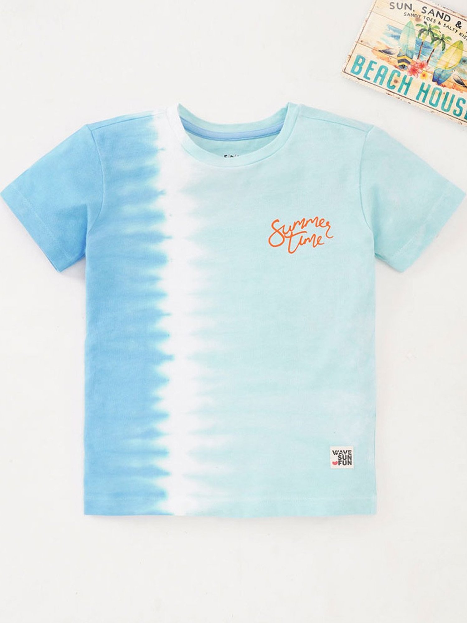 Ed-a-Mamma Kids Blue Cotton Printed T-Shirt