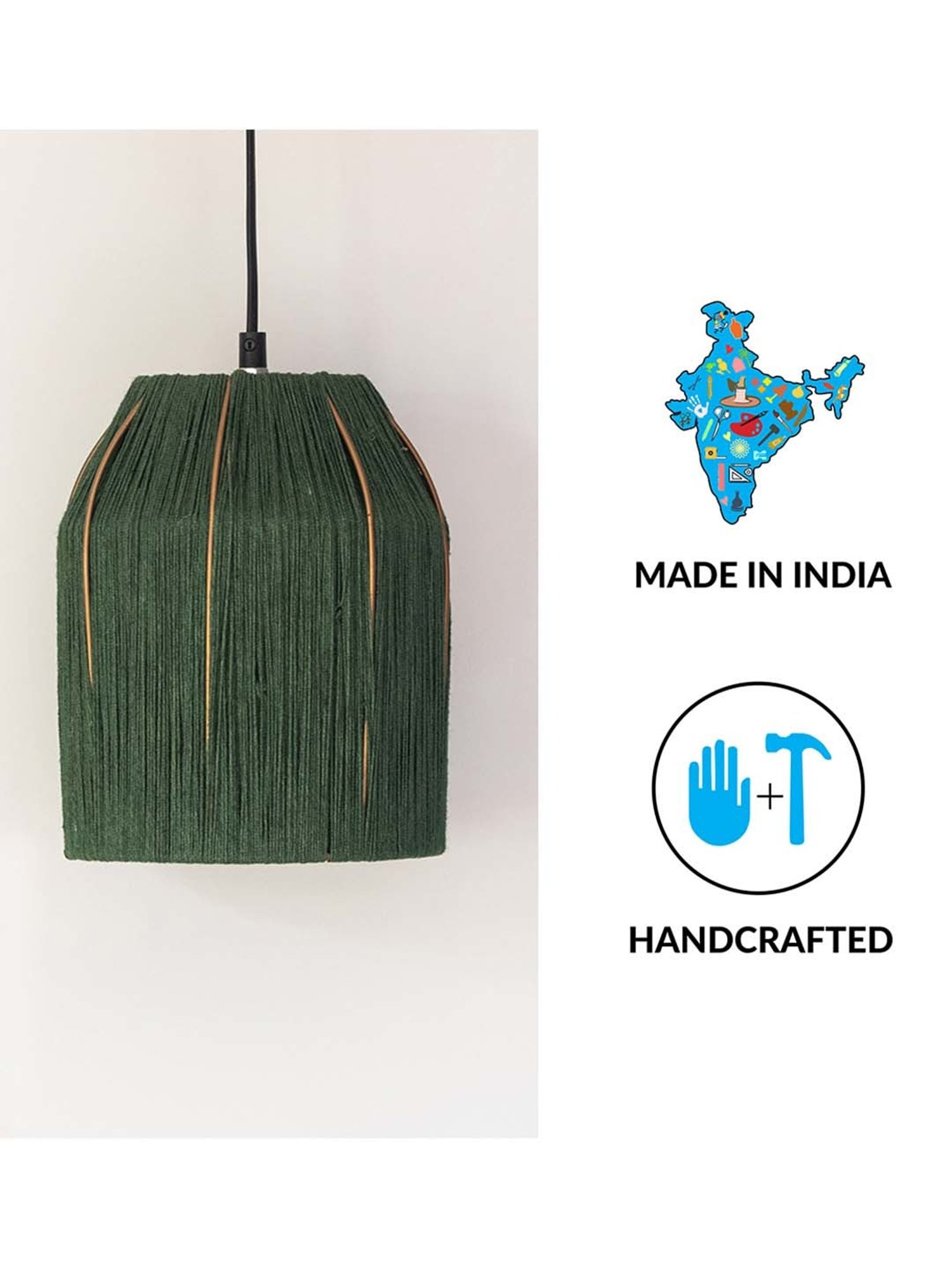 ExclusiveLane Marvels Beige Jute Handwoven Hanging Pendant Lamp