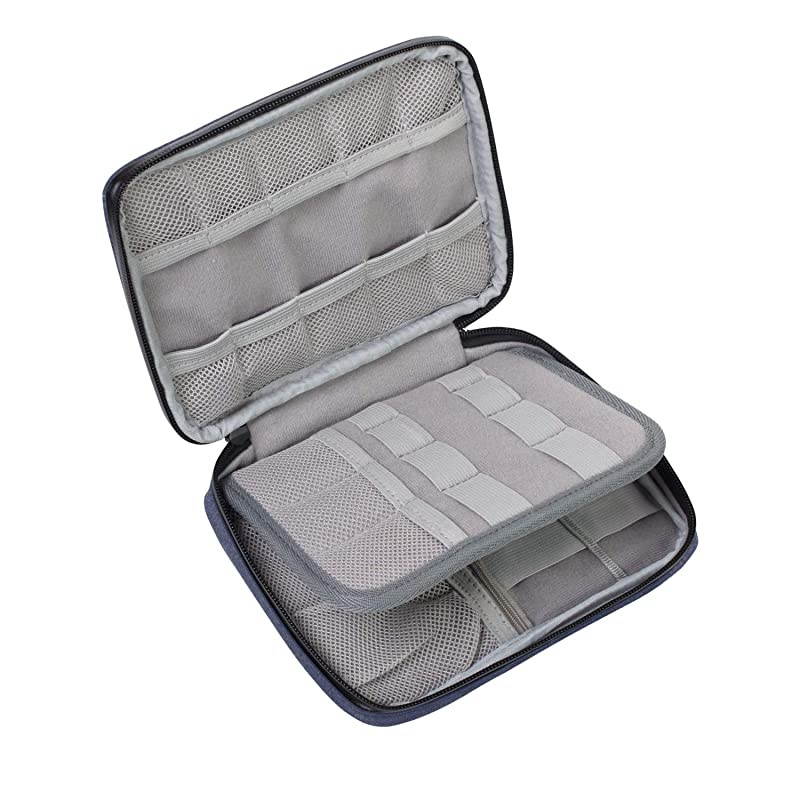 USB Flash Drive Bag for SD Cards, Power Banks, Memory Cards/Waterproof External Hard Drive Case (Large, Dark Blue)