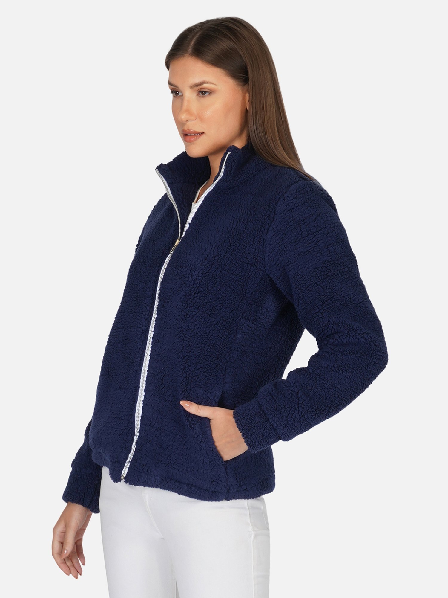 PURYS Navy High Neck Jacket