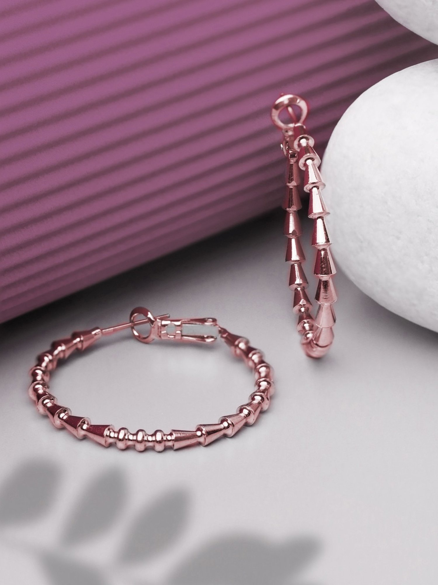 Priyaasi Modern Rose Gold Hoop Earrings